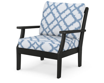 POLYWOOD® Braxton Deep Seating Chair in Black / Trellis Sky Blue