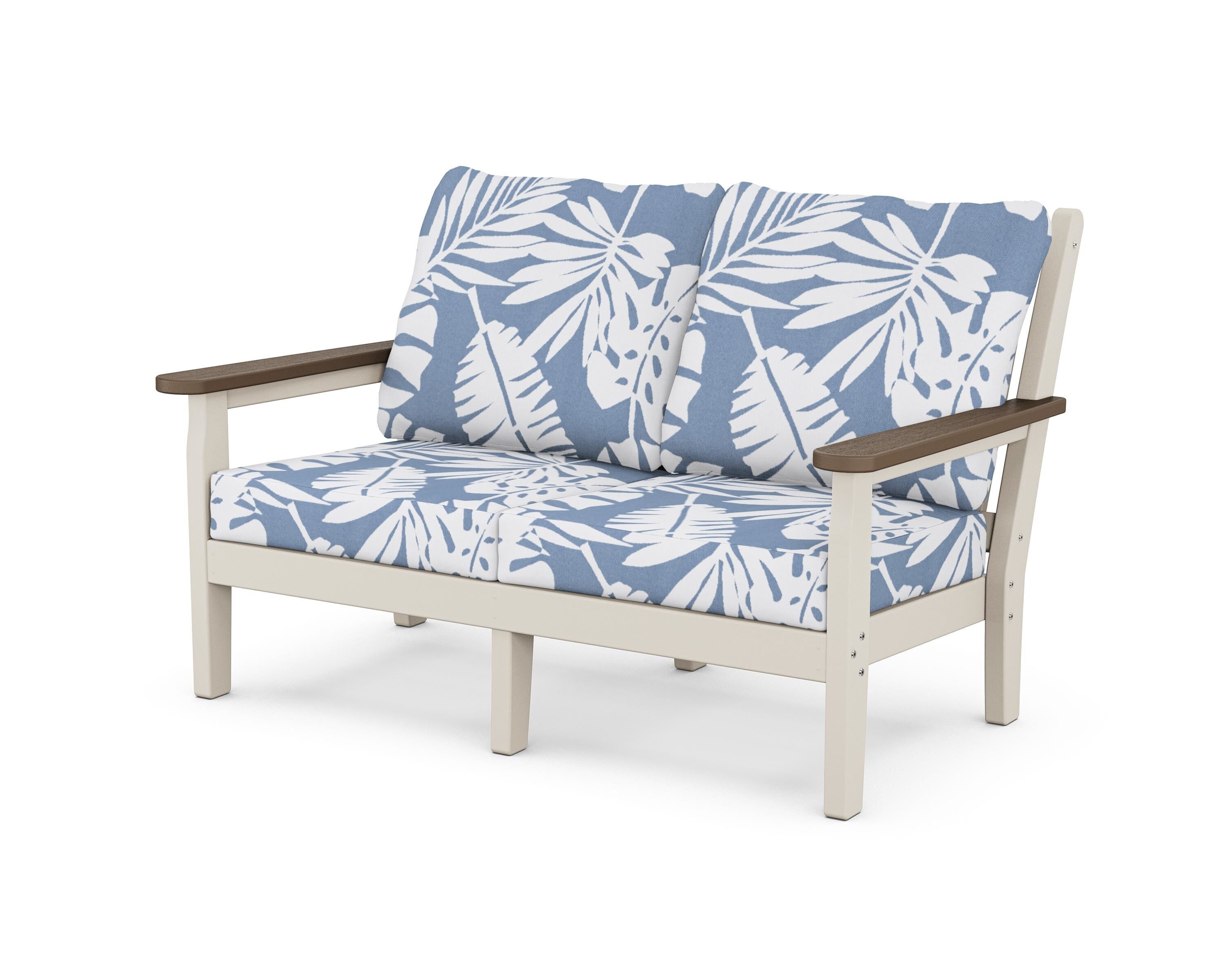 POLYWOOD® Chippendale Deep Seating Loveseat in Sand / Kona / Leaf Sky Blue