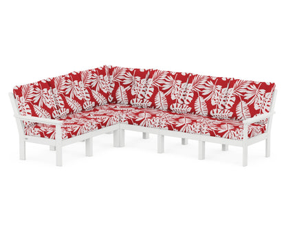 POLYWOOD® Vineyard 6-Piece Sectional in White / Leaf Crimson