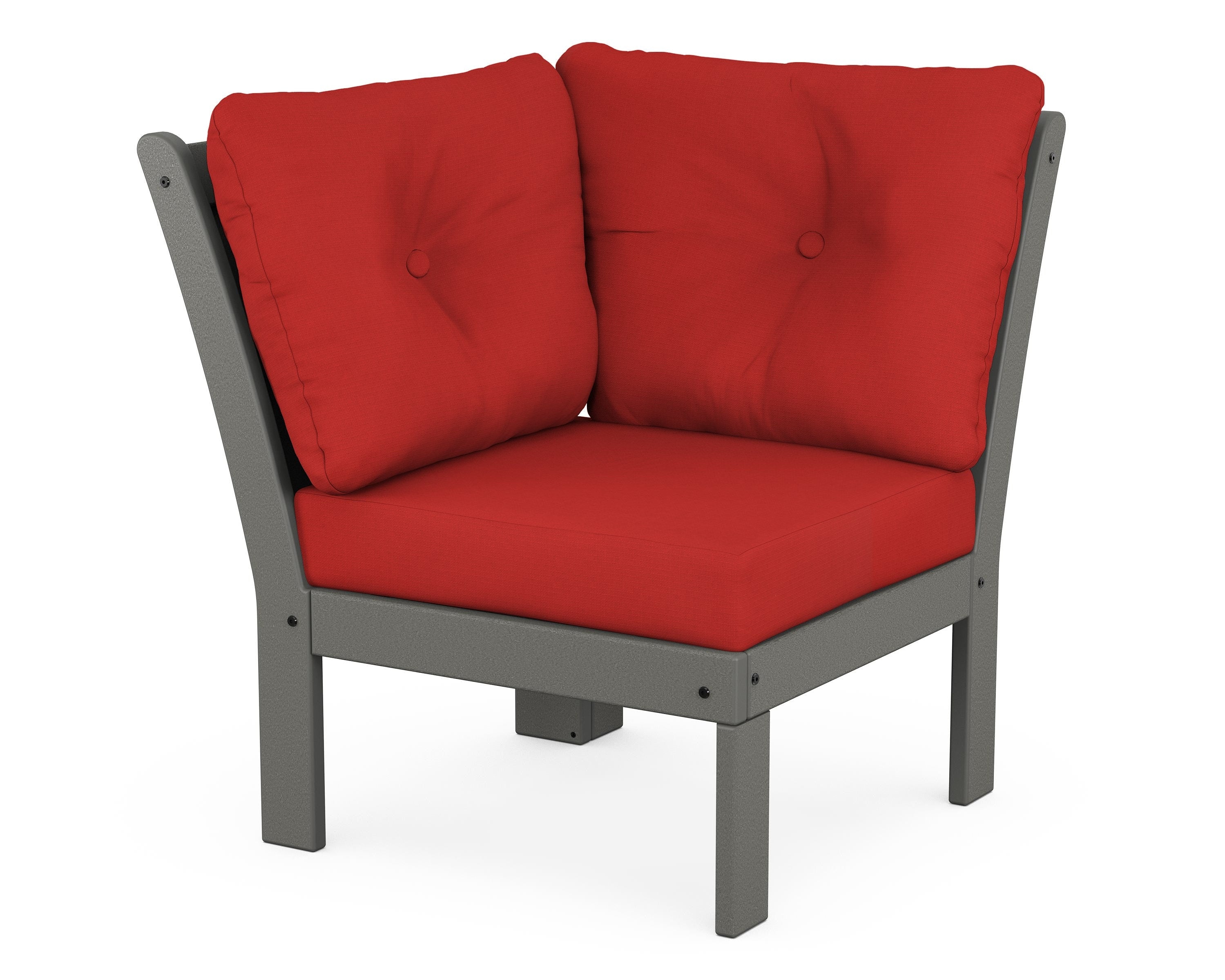 POLYWOOD® Vineyard Modular Corner Chair in Slate Grey / Crimson Linen