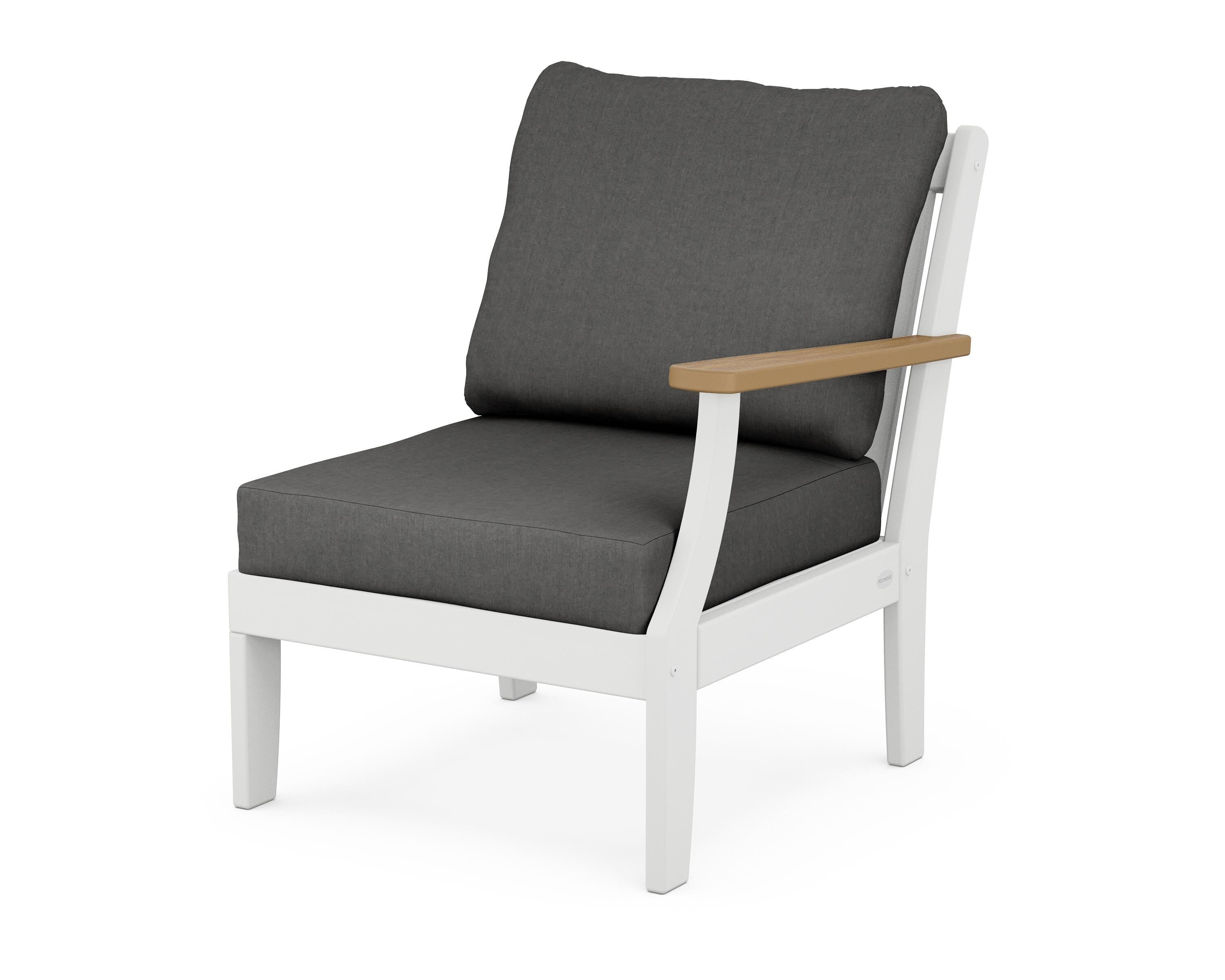 POLYWOOD® Braxton Modular Right Arm Chair in White / Natural / Spectrum Carbon