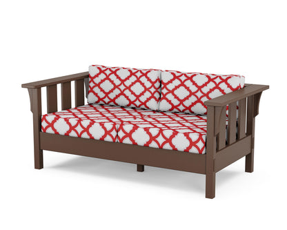 Martha Stewart by POLYWOOD® Acadia Deep Seating Loveseat in Mahogany / Trellis Crimson