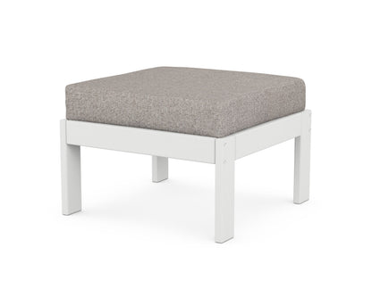 POLYWOOD® Vineyard Modular Ottoman in White / Weathered Tweed