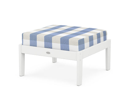 POLYWOOD® Braxton Deep Seating Ottoman in White / Buffalo Plaid Sky Blue