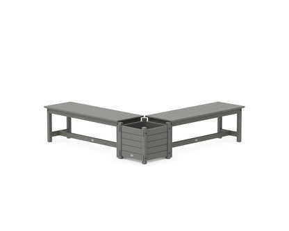 POLYWOOD® 48" Nautical L- Shaped Planter Bench Set in Slate Grey