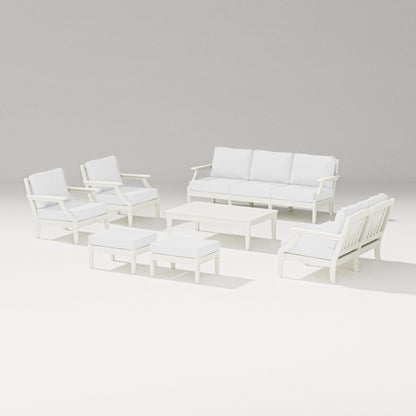 PW Designer Series Estate 7-Piece Lounge Sofa Set in Vintage White / Natural