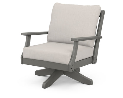 POLYWOOD® Braxton Deep Seating Swivel Chair in Slate Grey / Cast Ash