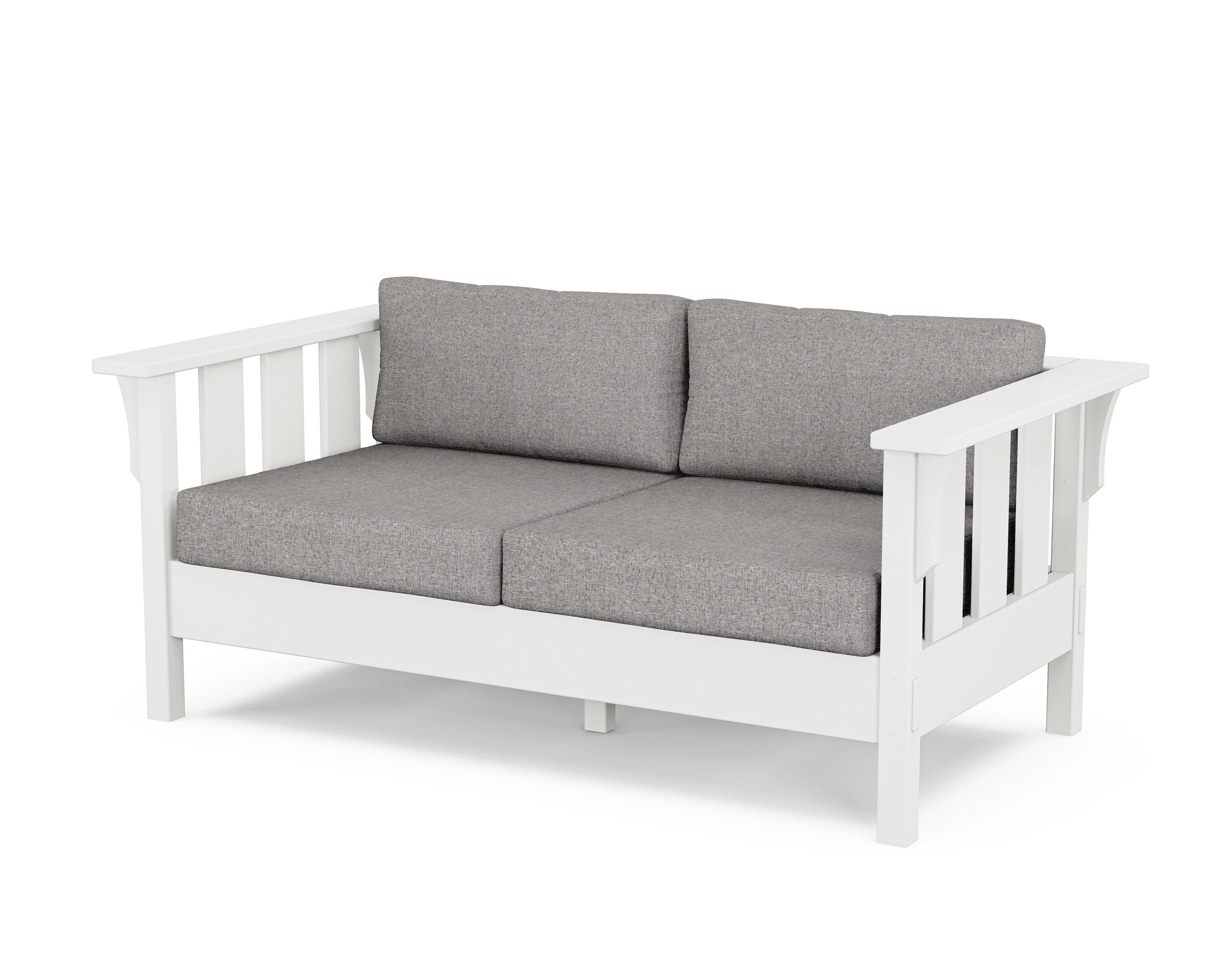 Martha Stewart by POLYWOOD® Acadia Deep Seating Loveseat in White / Grey Mist