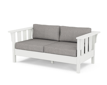Martha Stewart by POLYWOOD® Acadia Deep Seating Loveseat in White / Grey Mist