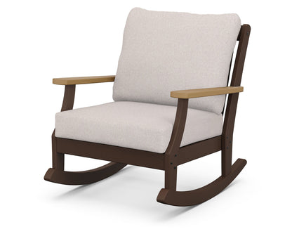 POLYWOOD® Braxton Deep Seating Rocking Chair in Mahogany / Natural / Dune Burlap