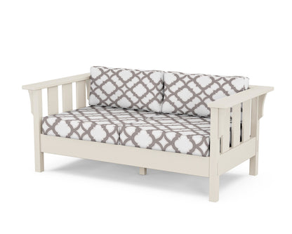 Martha Stewart by POLYWOOD® Acadia Deep Seating Loveseat in Sand / Trellis Grey Mist