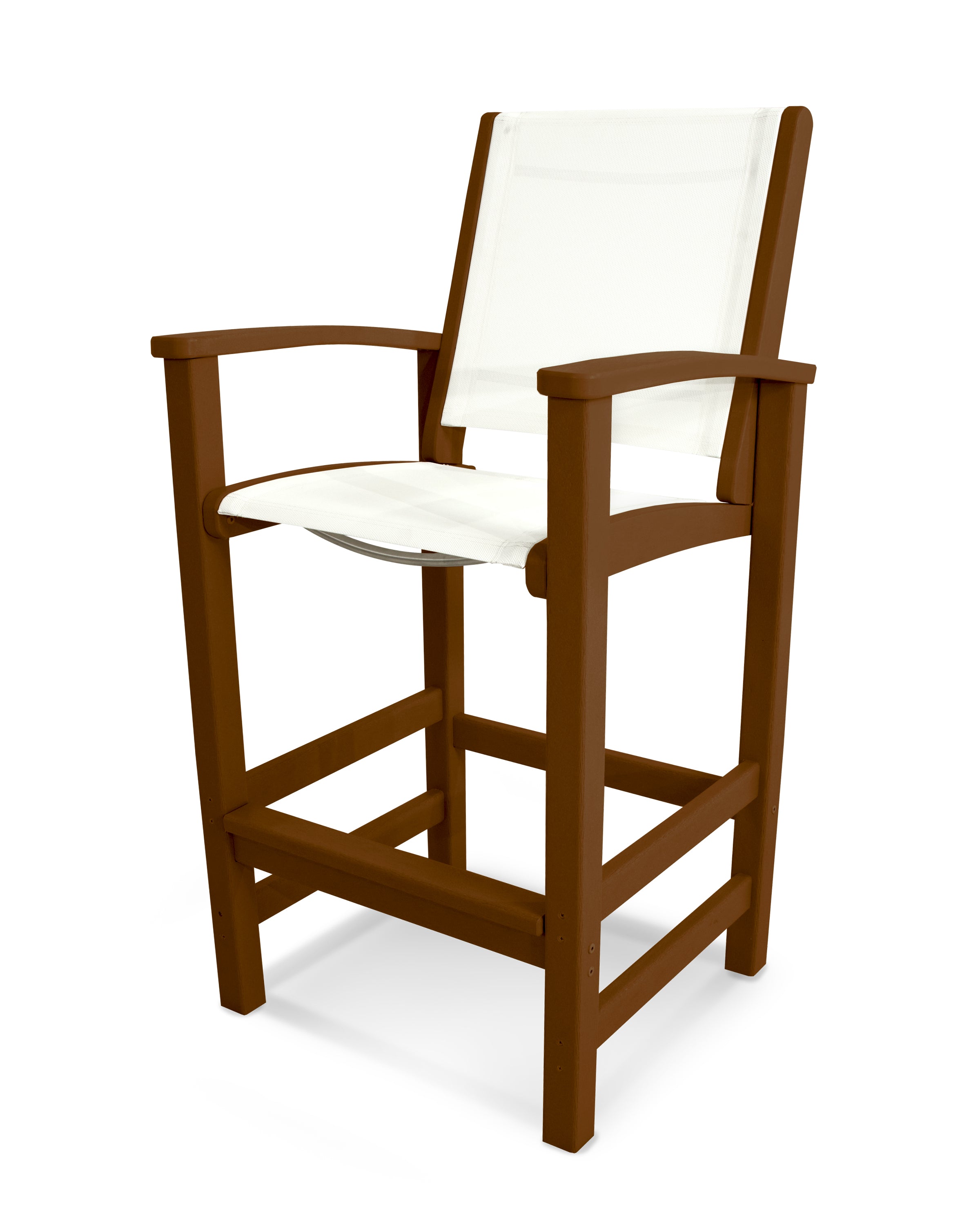 POLYWOOD® Coastal Bar Chair in Teak / White Sling