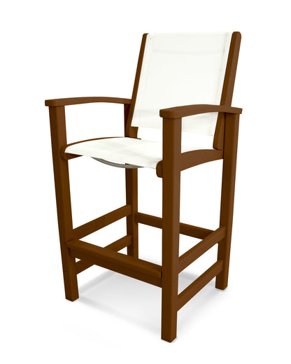 POLYWOOD® Coastal Bar Chair in Teak / White Sling