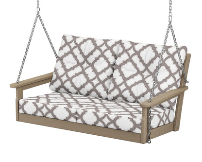 POLYWOOD® Vineyard Deep Seating Swing in Vintage Sahara / Trellis Grey Mist