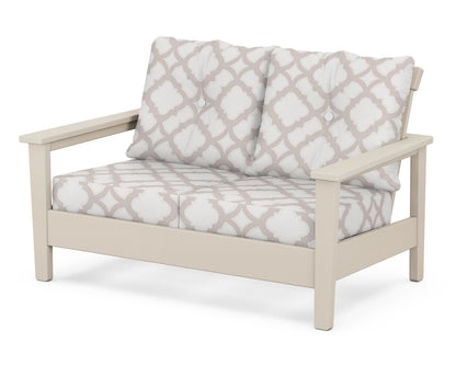 POLYWOOD® Prescott Deep Seating Loveseat in Sand / Trellis Dune Burlap