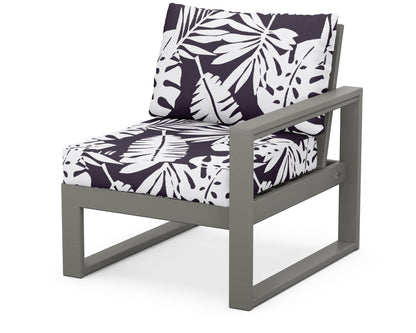 POLYWOOD® EDGE Modular Right Arm Chair in Slate Grey / Leaf Navy