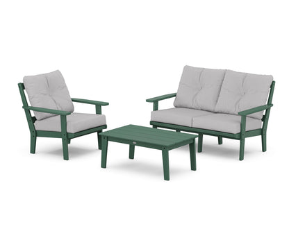 POLYWOOD® Oxford 3-Piece Deep Seating Set with Loveseat in Green / Granite