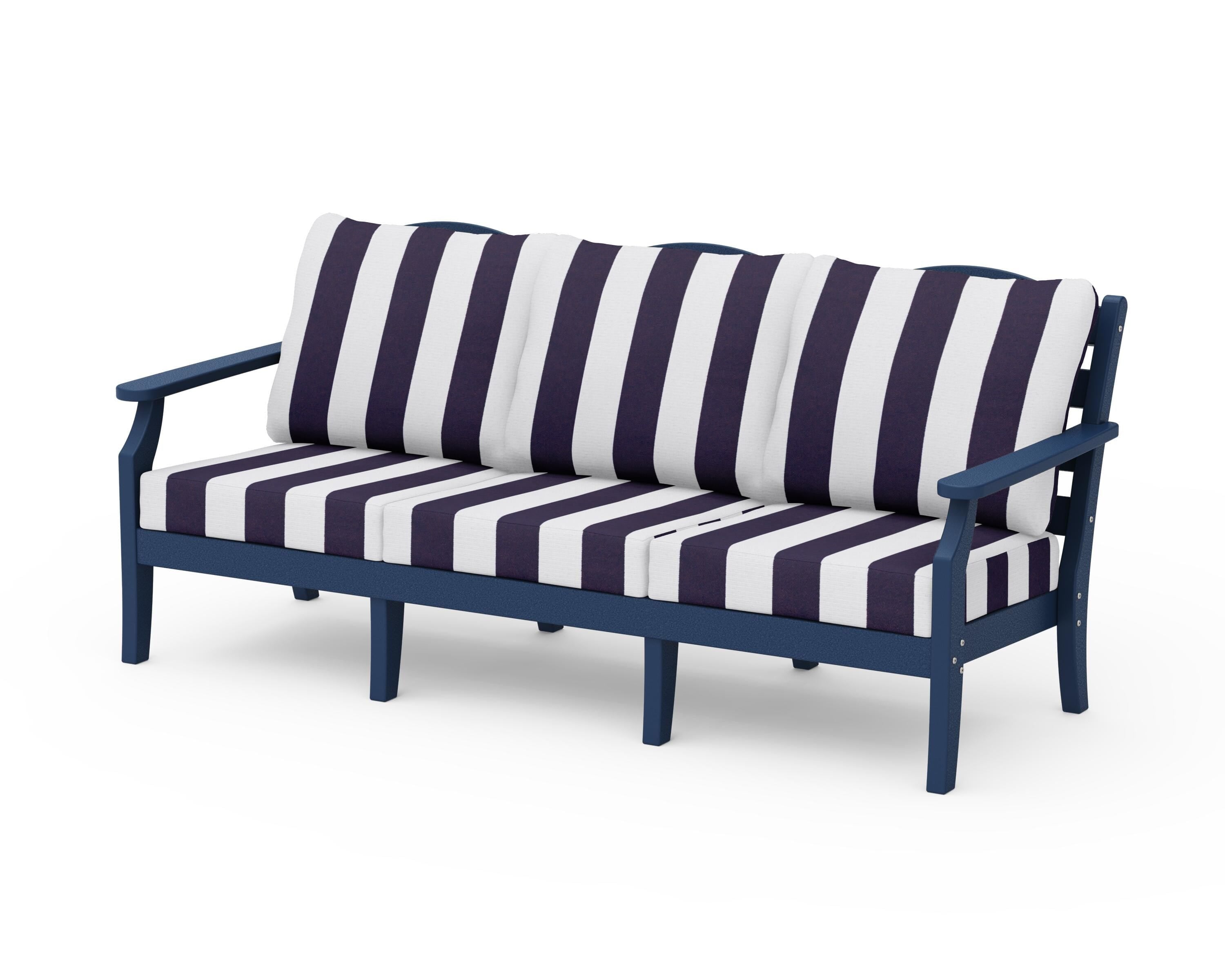 Draper James™ by  POLYWOOD® Savannah Deep Seating Sofa in Navy / Cabana Stripe Navy