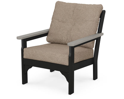 POLYWOOD® Vineyard Deep Seating Chair in Black / Driftwood / Spiced Burlap