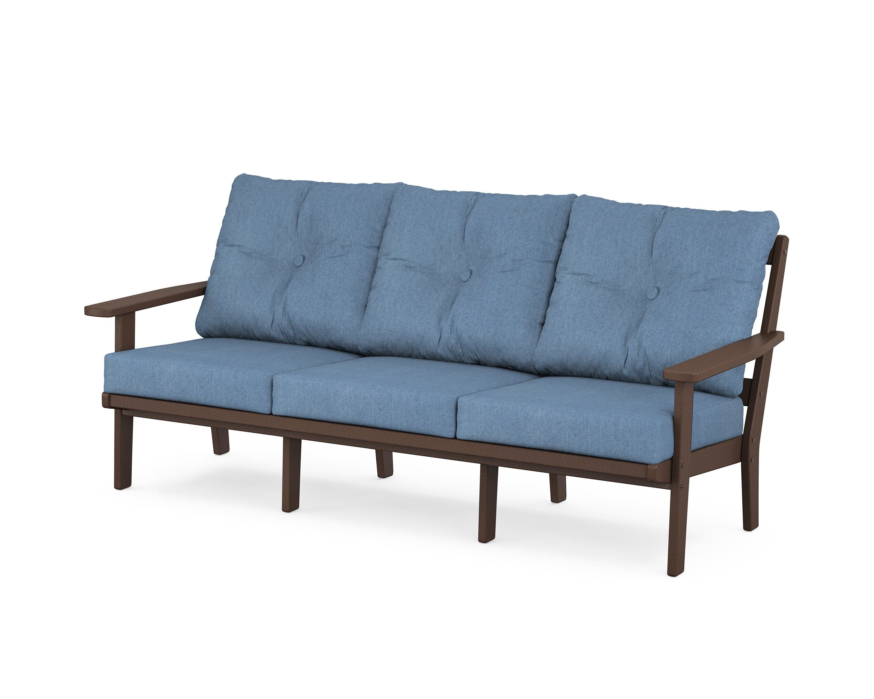 POLYWOOD® Prairie Deep Seating Sofa in Mahogany / Sky Blue