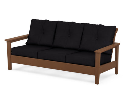 POLYWOOD® Prescott Deep Seating Sofa in Teak / Midnight Linen