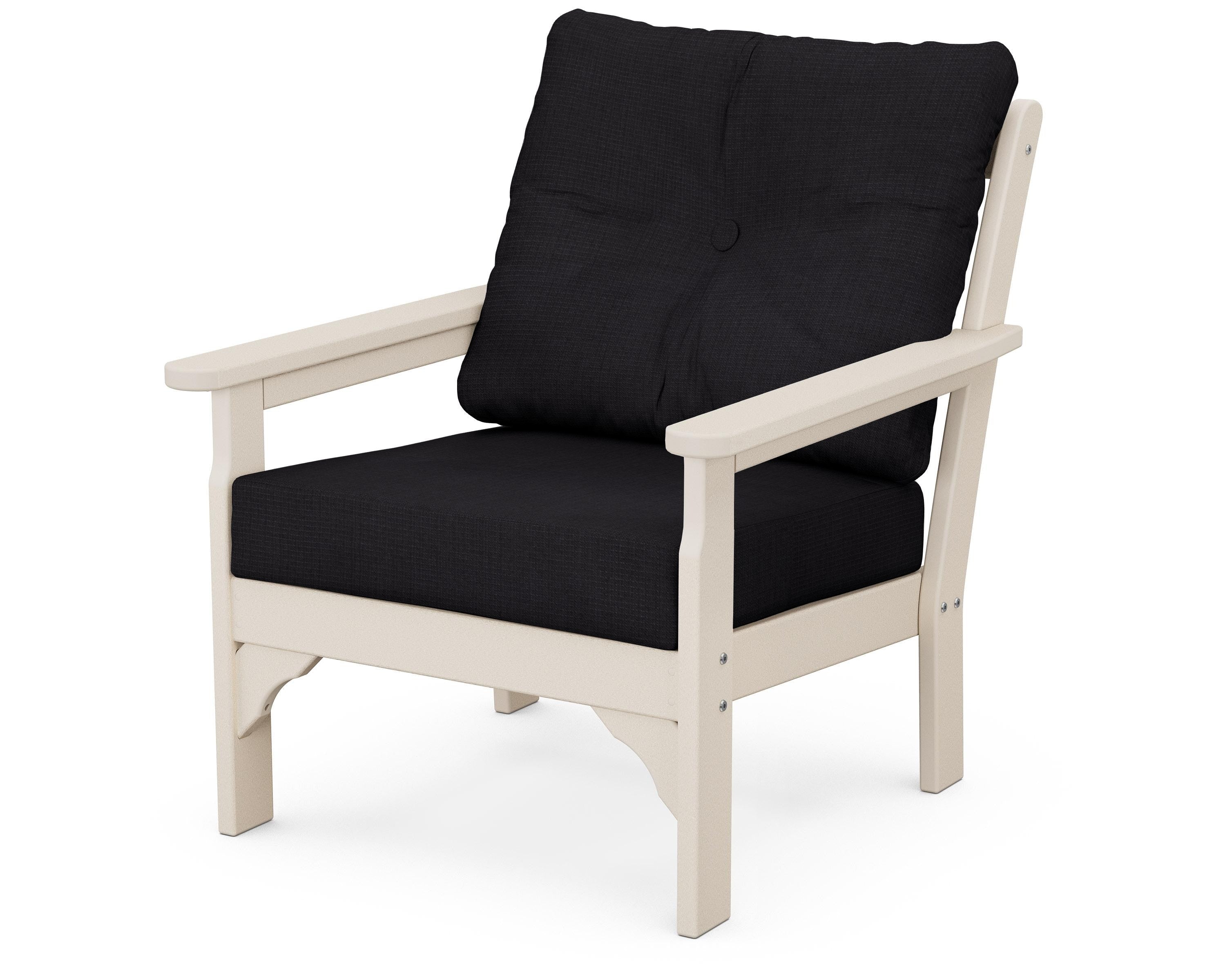 POLYWOOD® Vineyard Deep Seating Chair in Sand / Midnight Linen