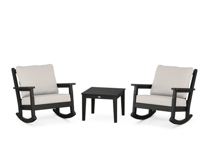 POLYWOOD® Chippendale 3-Piece Deep Seating Rocker Set in Black / Cast Ash