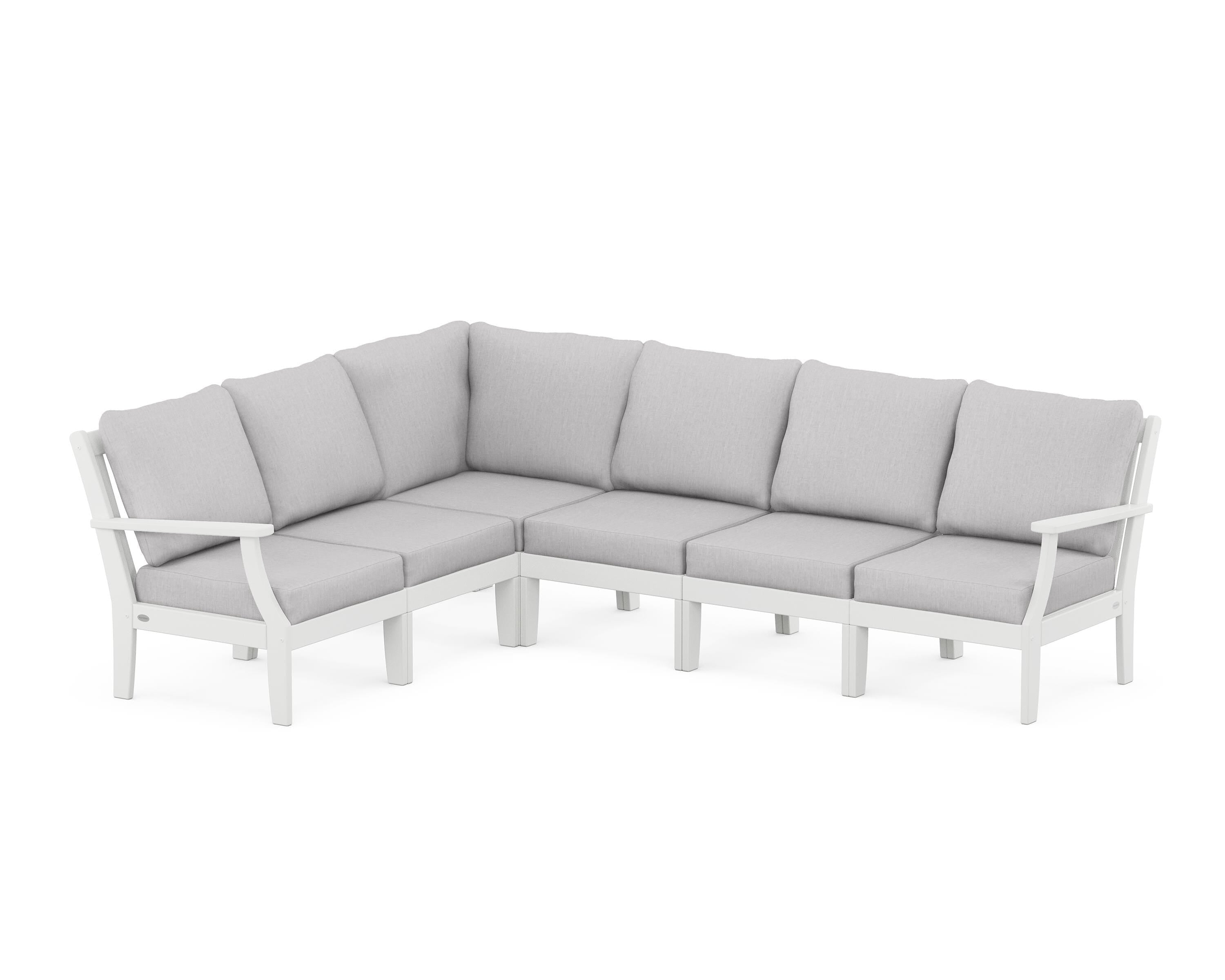 POLYWOOD® Braxton Modular 6-Piece Deep Seating Set in White / Granite