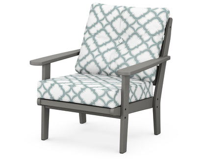 POLYWOOD® Lakeside Deep Seating Chair in Slate Grey / Trellis Glacier Spa