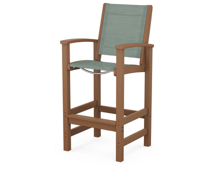POLYWOOD® Coastal Bar Chair in Teak / Dupioni Sea Mist Sling