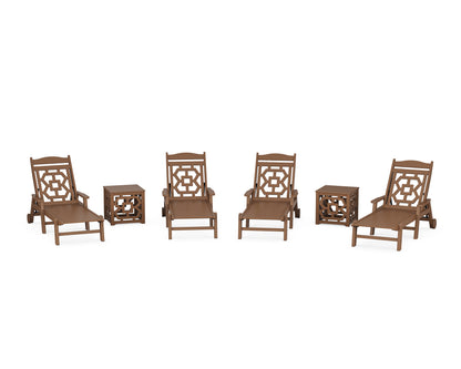 Martha Stewart by POLYWOOD® Chinoiserie 6-Piece Chaise Set in Teak