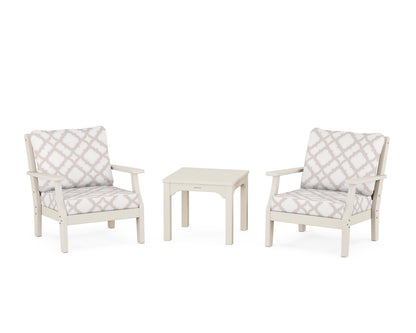 Martha Stewart by POLYWOOD® Chinoiserie 3-Piece Deep Seating Set in Sand / Trellis Dune Burlap
