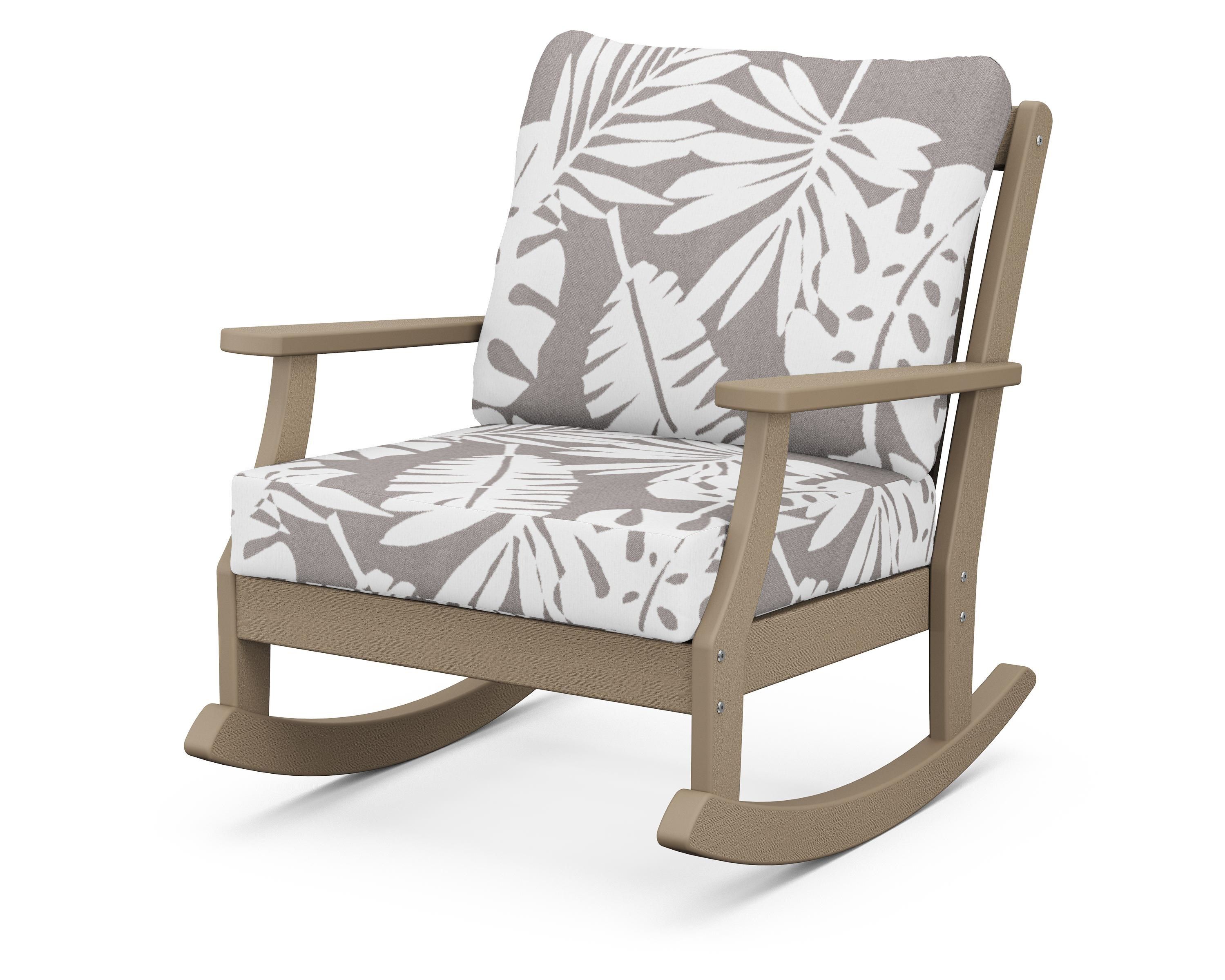POLYWOOD® Braxton Deep Seating Rocking Chair in Vintage Sahara / Leaf Grey Mist