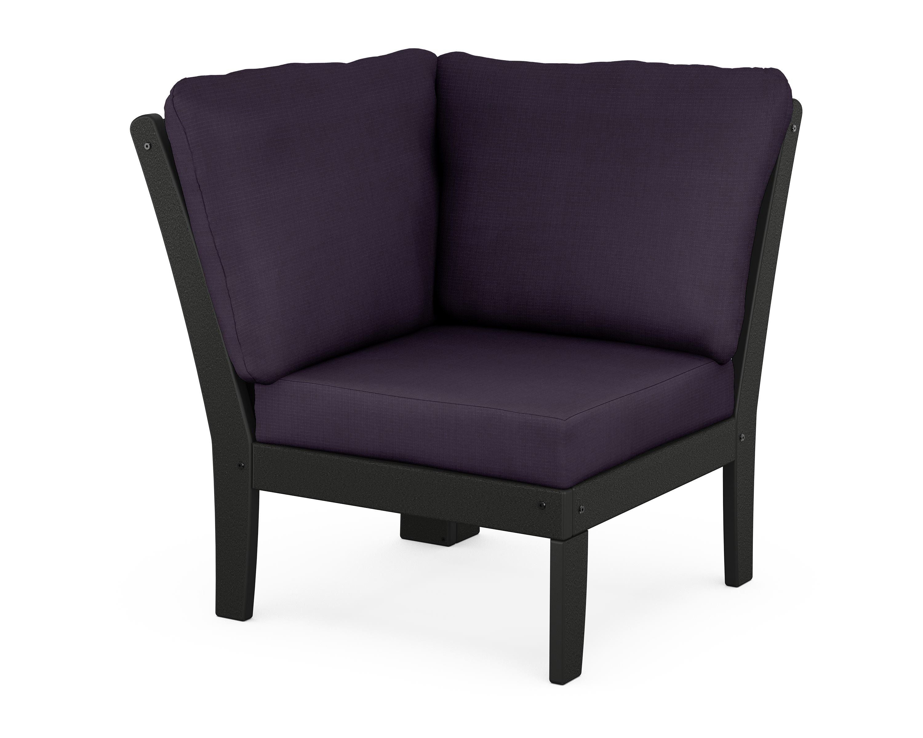 POLYWOOD® Braxton Modular Corner Chair in Black / Navy Linen