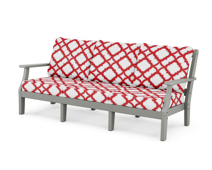 Martha Stewart by POLYWOOD® Chinoiserie Deep Seating Sofa in Slate Grey / Trellis Crimson
