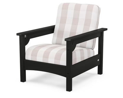 POLYWOOD® Club Chair in Black / Buffalo Plaid Dune Burlap