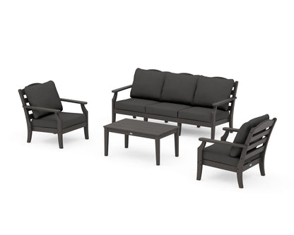 Draper James™ by  POLYWOOD® Savannah 4-Piece Deep Seating Set with Sofa in Vintage Coffee / Spectrum Carbon