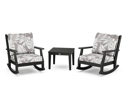 Country Living Wovendale 3-Piece Deep Seating Rocker Set in Black / Leaf Grey Mist