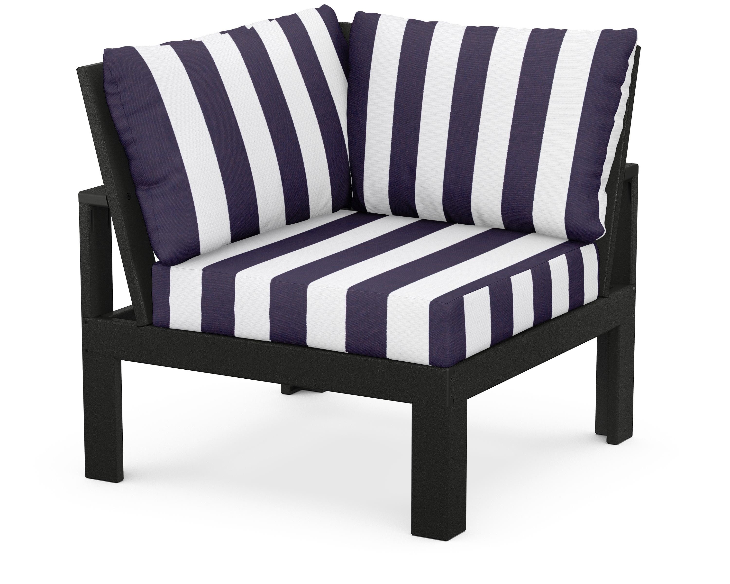 Unbranded Modular Corner Chair in Black / Cabana Stripe Navy