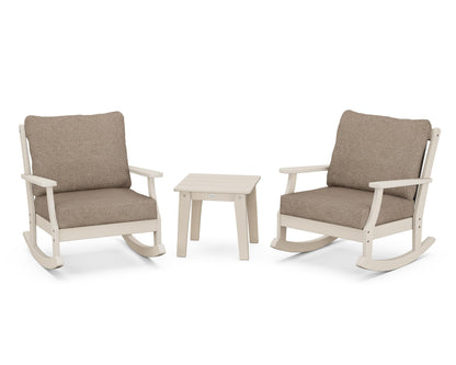 POLYWOOD® Braxton 3-Piece Deep Seating Rocker Set in Sand / Spiced Burlap