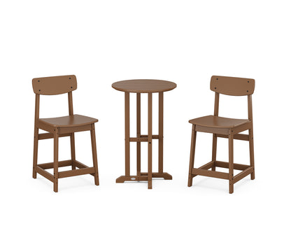POLYWOOD® Modern Studio Urban Chair 3-Piece Bistro Counter Set in Teak