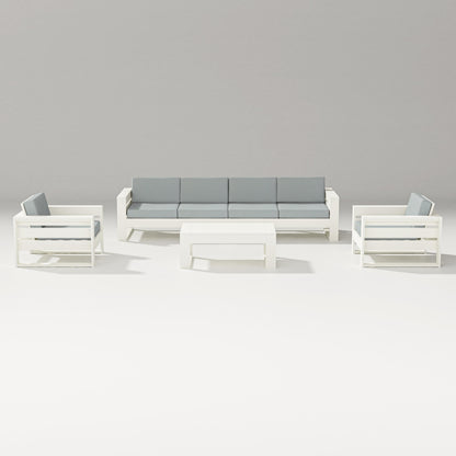PW Designer Series Latitude 5-Piece Lounge Sofa Set in Vintage White / Spa