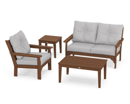 POLYWOOD® Vineyard 4-Piece Deep Seating Set in Teak / Granite