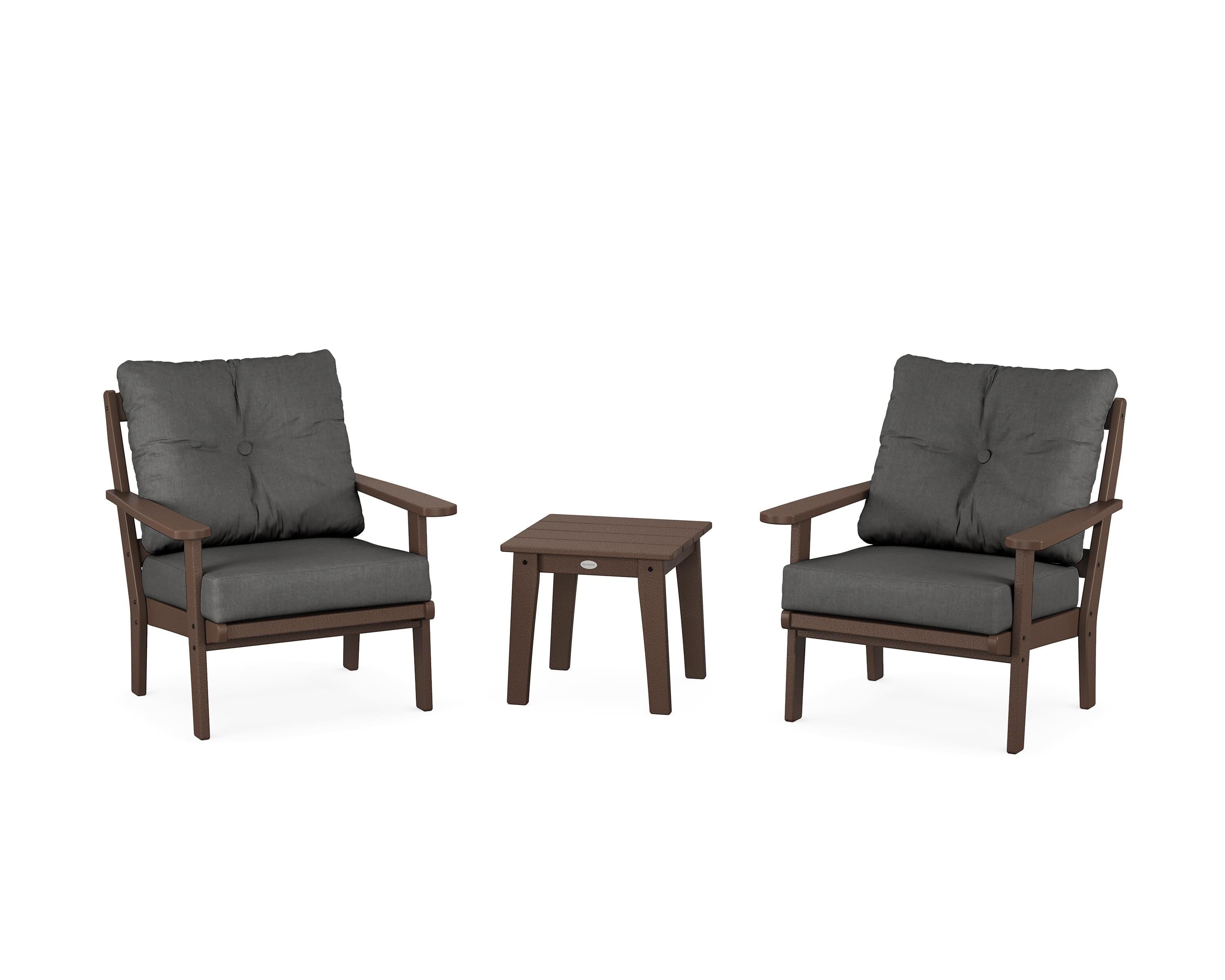 POLYWOOD® Mission 3-Piece Deep Seating Set in Mahogany / Spectrum Carbon