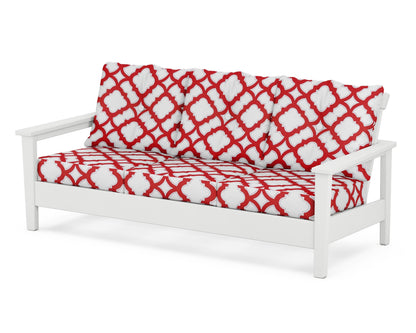 POLYWOOD® Prescott Deep Seating Sofa in White / Trellis Crimson