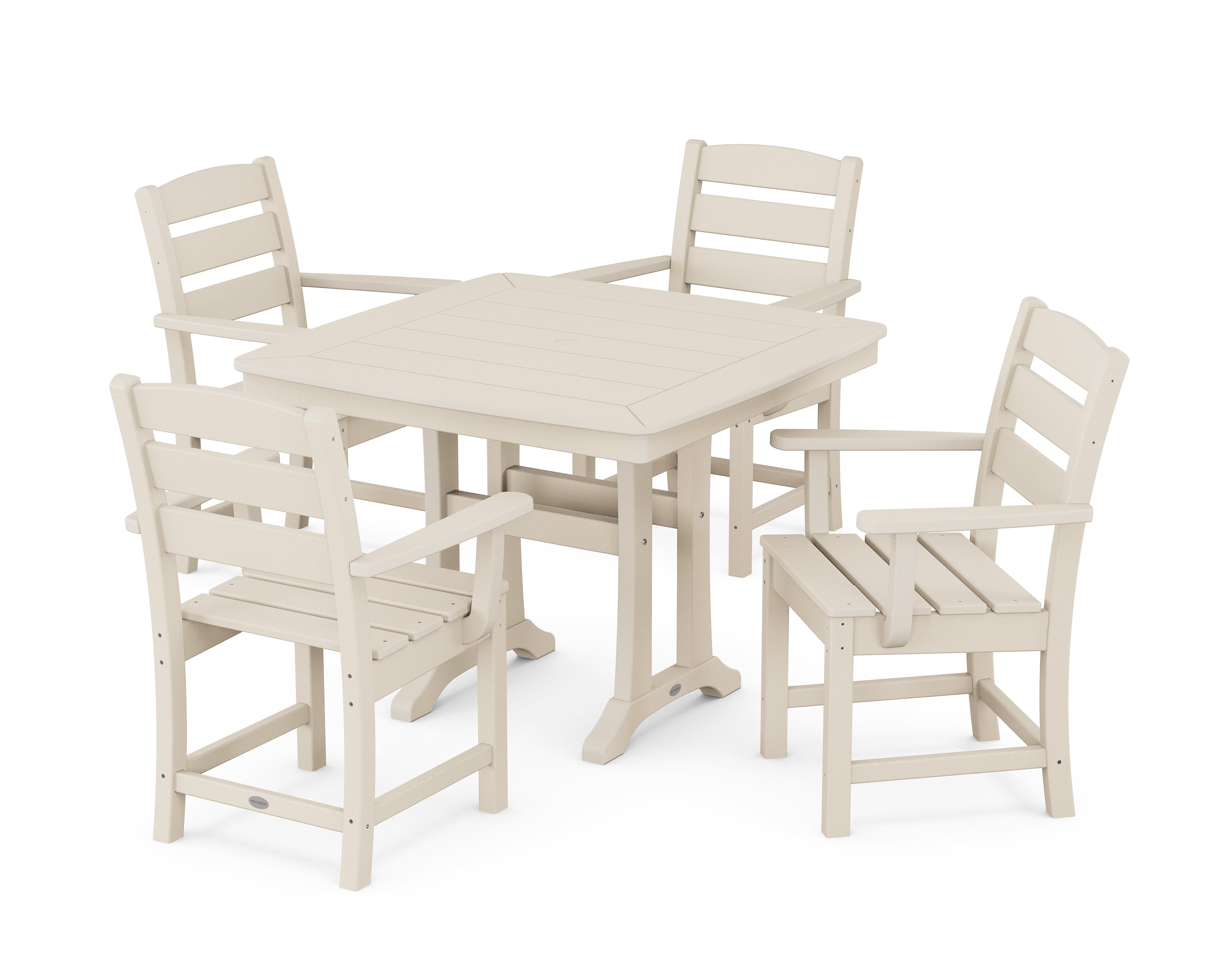 POLYWOOD® Lakeside 5-Piece Dining Set with Trestle Legs in Sand