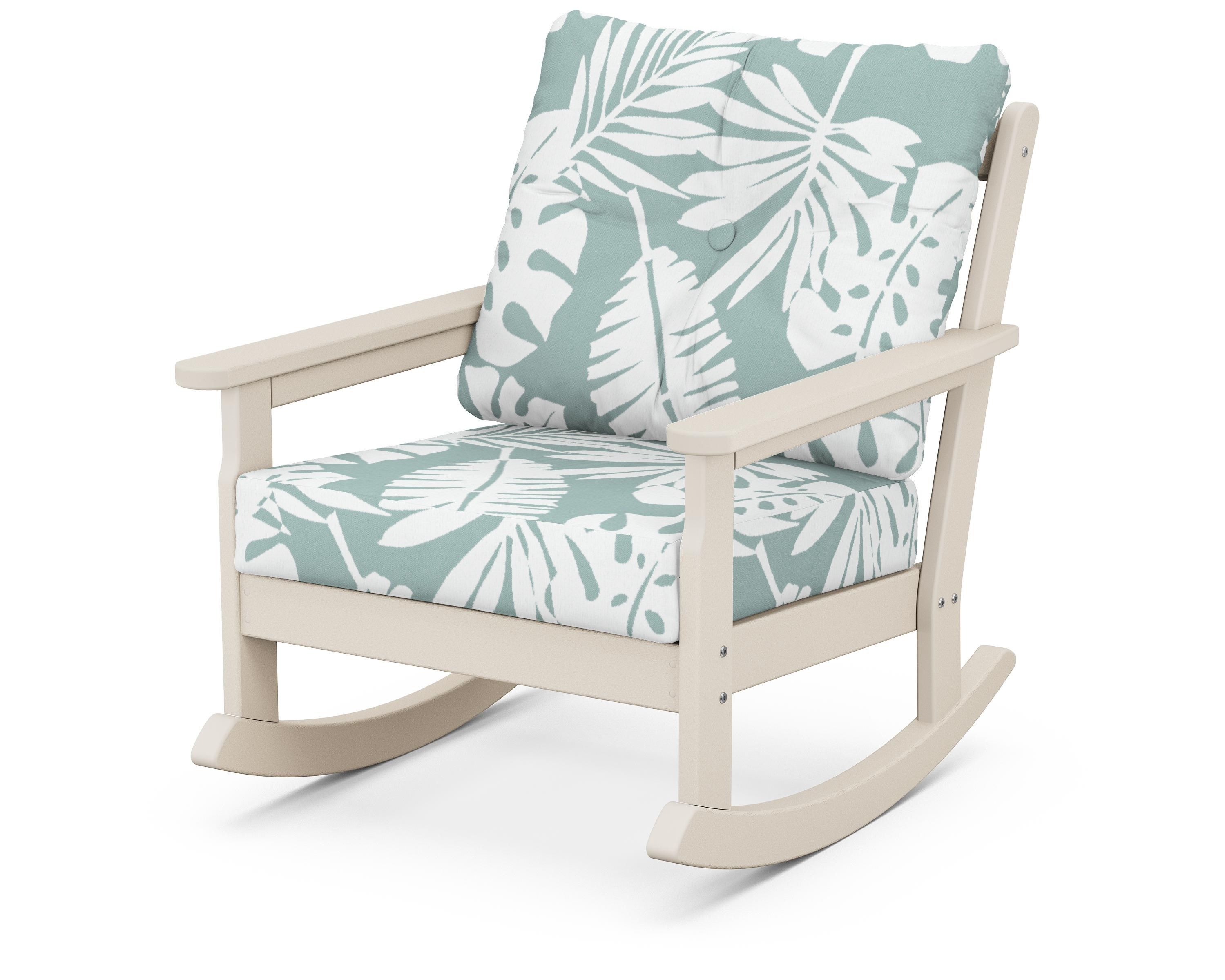 POLYWOOD® Vineyard Deep Seating Rocking Chair in Sand / Leaf Glacier Spa