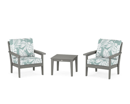 Country Living Cottage 3-Piece Deep Seating Set in Slate Grey / Leaf Glacier Spa