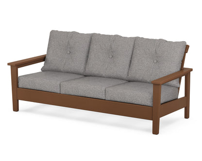 POLYWOOD® Prescott Deep Seating Sofa in Teak / Grey Mist