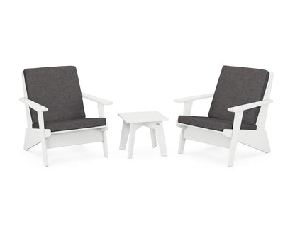 POLYWOOD® Riviera Modern Lounge 3-Piece Set in White / Ash Charcoal